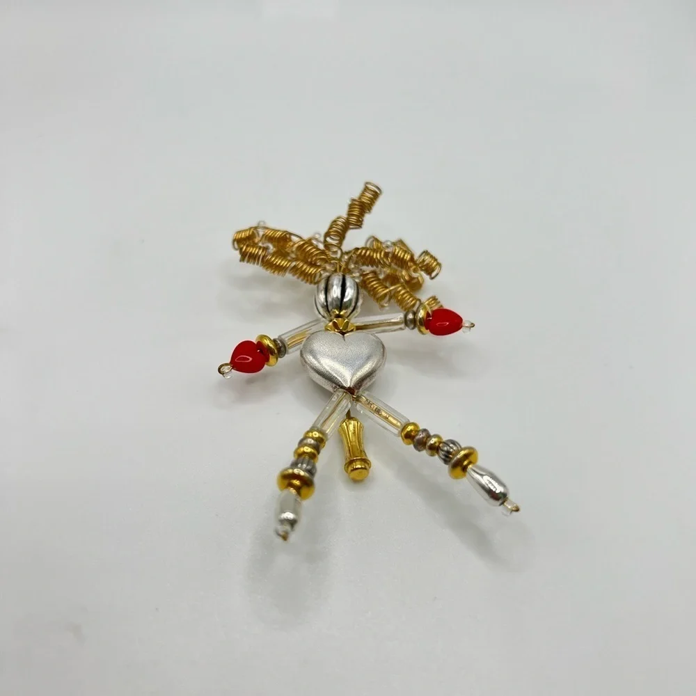 Vintage Moonbabies Handmade Beaded Wire Angel Stick Pin Brooch